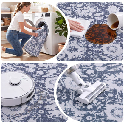 Artiss 120 cm Roung Rugs for Living Room Pad-Free Dense Dot Backing Stops Slipping & Robot Vacuum Friendly, Vintage Carpet for Reading Nook Dining Area, 100% Polyester Washable - Image 5
