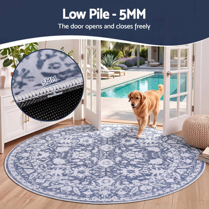 Artiss 120 cm Roung Rugs for Living Room Pad-Free Dense Dot Backing Stops Slipping & Robot Vacuum Friendly, Vintage Carpet for Reading Nook Dining Area, 100% Polyester Washable - Image 6