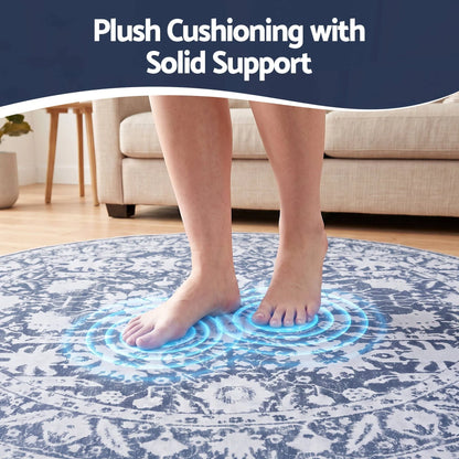 Artiss 120 cm Roung Rugs for Living Room Pad-Free Dense Dot Backing Stops Slipping & Robot Vacuum Friendly, Vintage Carpet for Reading Nook Dining Area, 100% Polyester Washable - Image 7