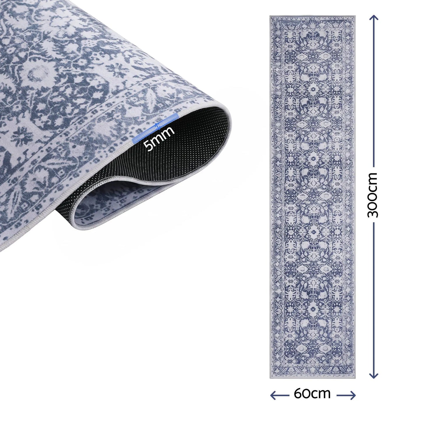 Artiss 60 x 300 cm Runner Rugs for Hallway Bedroom Pad-Free Dense Dot Backing Stops Slipping & Robot Vacuum Friendly, Vintage Carpet for Reading Nook Dining Area, 100% Polyester Washable - Image 2