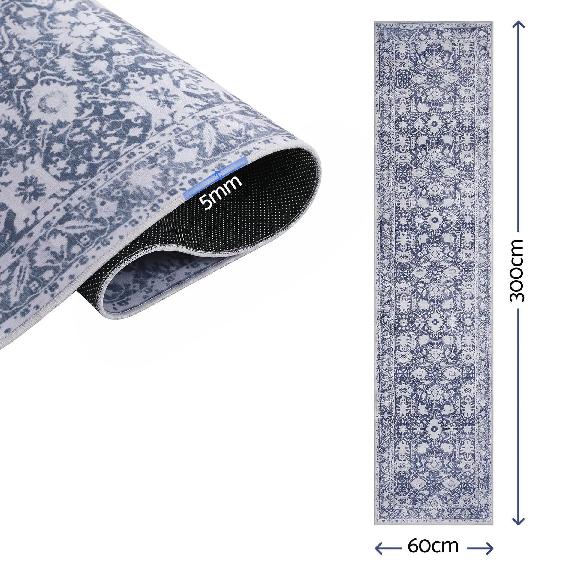 Artiss 60 x 300 cm Runner Rugs for Hallway Bedroom Pad-Free Dense Dot Backing Stops Slipping & Robot Vacuum Friendly, Vintage Carpet for Reading Nook Dining Area, 100% Polyester Washable - Image 2