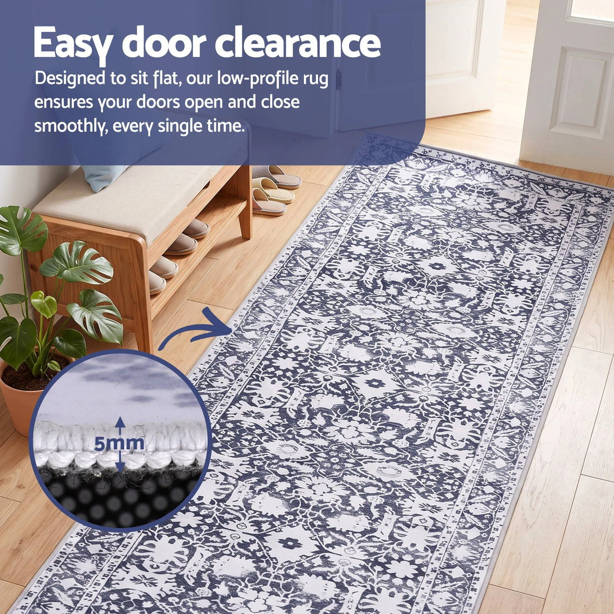 Artiss 60 x 300 cm Runner Rugs for Hallway Bedroom Pad-Free Dense Dot Backing Stops Slipping & Robot Vacuum Friendly, Vintage Carpet for Reading Nook Dining Area, 100% Polyester Washable - Image 6