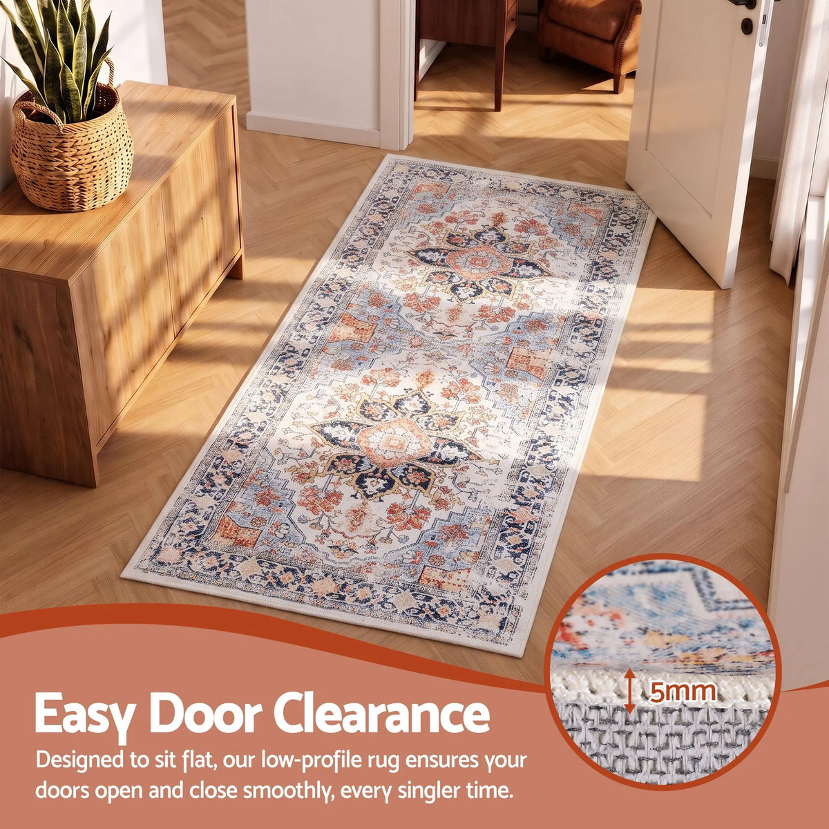 Artiss 60 x 120 cm Runner Rugs For Living Room No Heavy Rubber Crease-Free Foldable Design For Kitchen Entryway And Bedroom 100% Polyester Water-repellent Resistant Non-Shedding - Image 6