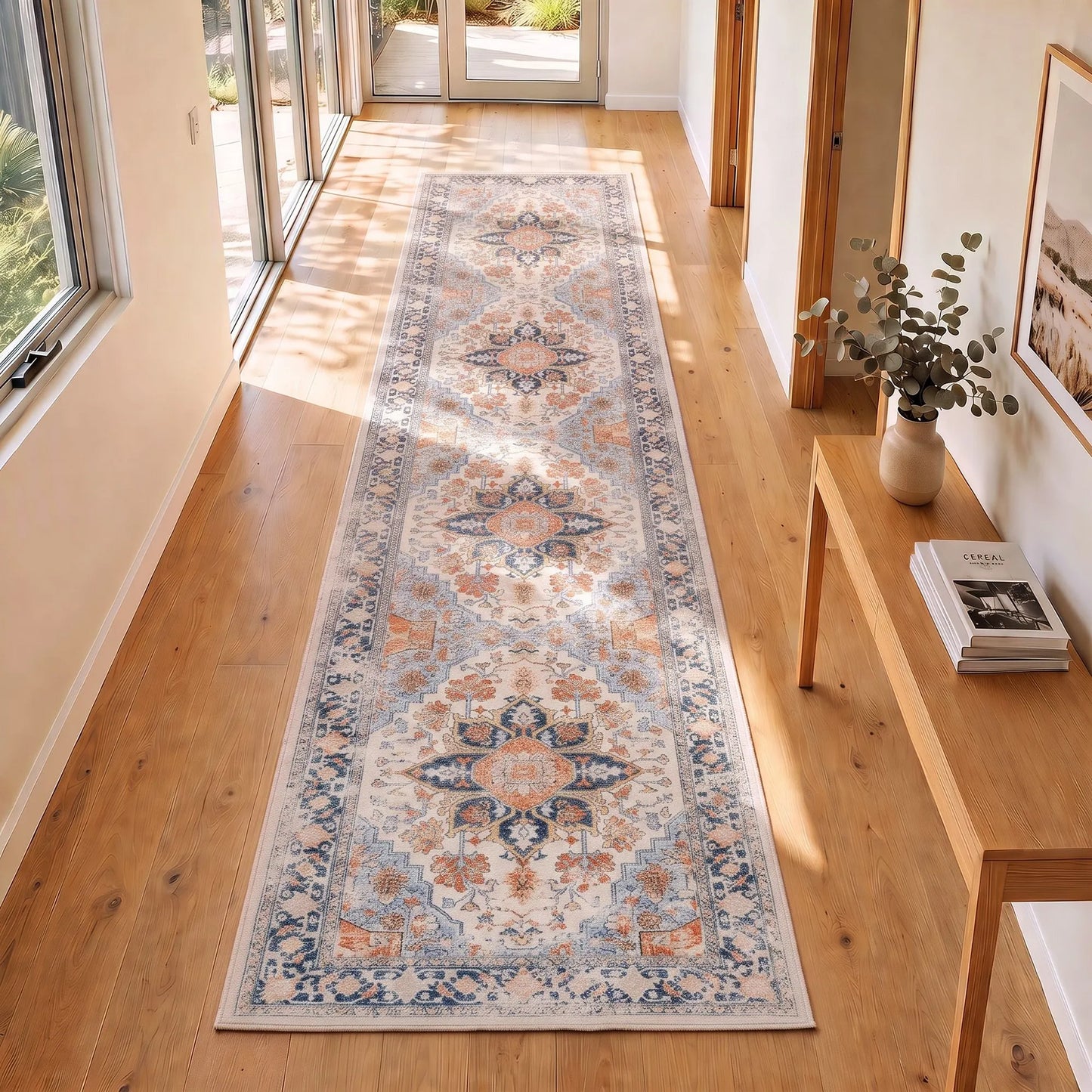 Artiss 60 x 300 cm Runner Rugs For Living Room No Heavy Rubber Crease-Free Foldable Design For Kitchen Entryway And Bedroom 100% Polyester Water-repellent Resistant Non-Shedding - Image 8
