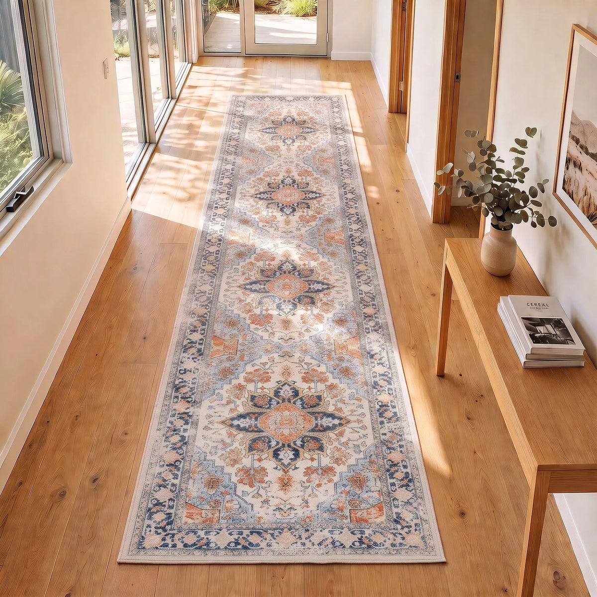 Artiss 60 x 300 cm Runner Rugs For Living Room No Heavy Rubber Crease-Free Foldable Design For Kitchen Entryway And Bedroom 100% Polyester Water-repellent Resistant Non-Shedding - Image 8