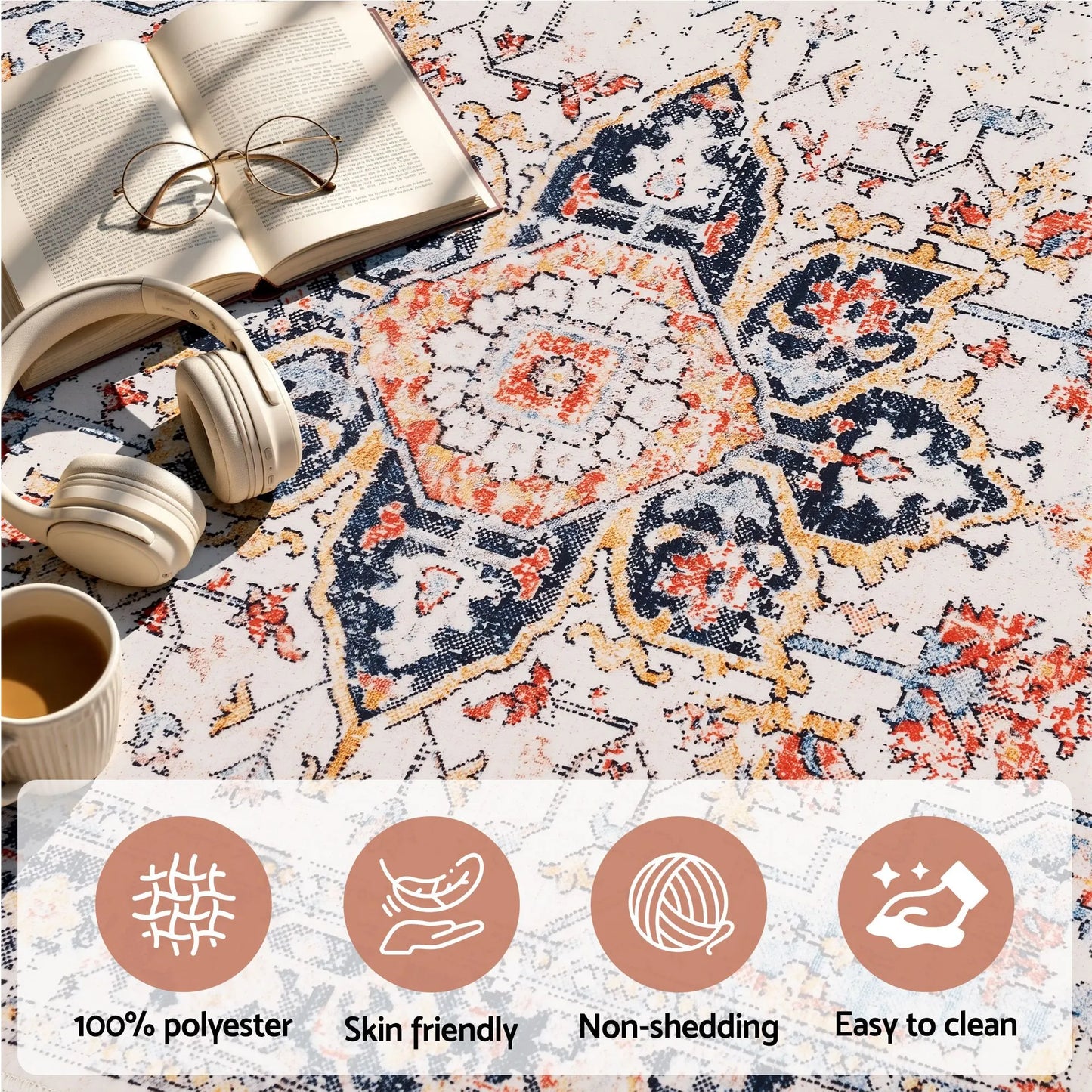 Artiss 80 x 300 cm Runner Rugs For Living Room No Heavy Rubber Crease-Free Foldable Design For Kitchen Entryway And Bedroom 100% Polyester Water-repellent Resistant Non-Shedding - Image 4