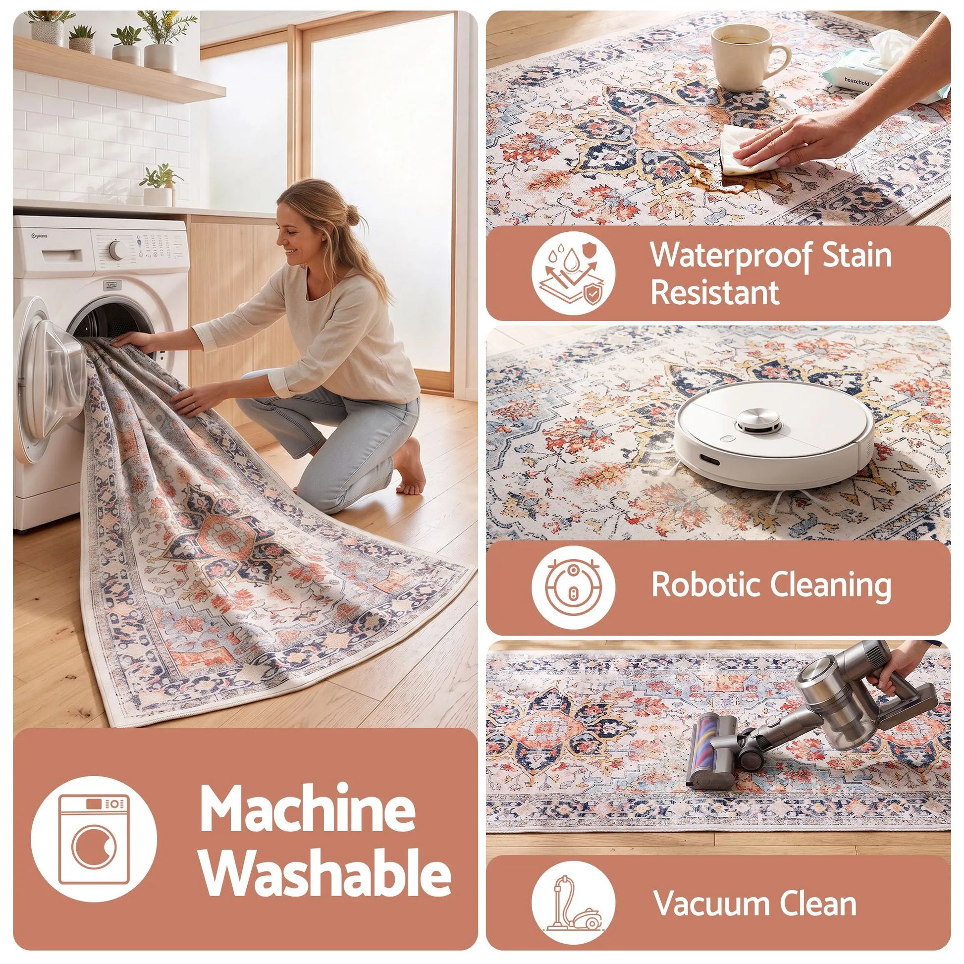 Artiss 80 x 300 cm Runner Rugs For Living Room No Heavy Rubber Crease-Free Foldable Design For Kitchen Entryway And Bedroom 100% Polyester Water-repellent Resistant Non-Shedding - Image 5
