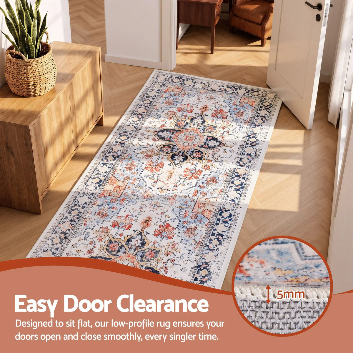 Artiss 80 x 300 cm Runner Rugs For Living Room No Heavy Rubber Crease-Free Foldable Design For Kitchen Entryway And Bedroom 100% Polyester Water-repellent Resistant Non-Shedding - Image 6
