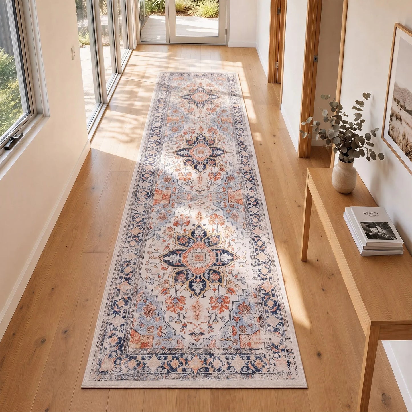Artiss 80 x 300 cm Runner Rugs For Living Room No Heavy Rubber Crease-Free Foldable Design For Kitchen Entryway And Bedroom 100% Polyester Water-repellent Resistant Non-Shedding - Image 8