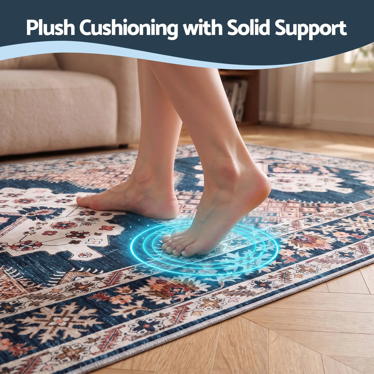 Artiss 60 x 120 cm Washable Runner Area Rug No Hard Glue Quilt-Like Soft for Home Decor, 0.5cm Ultra-Thin Pet Friendly Bohemian Medallion Bedroom Carpet - Image 7