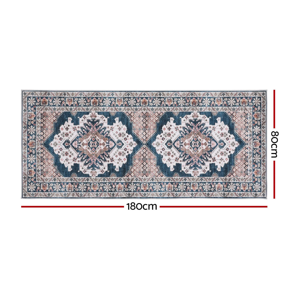 Artiss 80 x 180 cm Washable Runner Area Rug No Hard Glue Quilt-Like Soft for Home Decor, 0.5cm Ultra-Thin Pet Friendly Bohemian Medallion Bedroom Carpet - Image 2