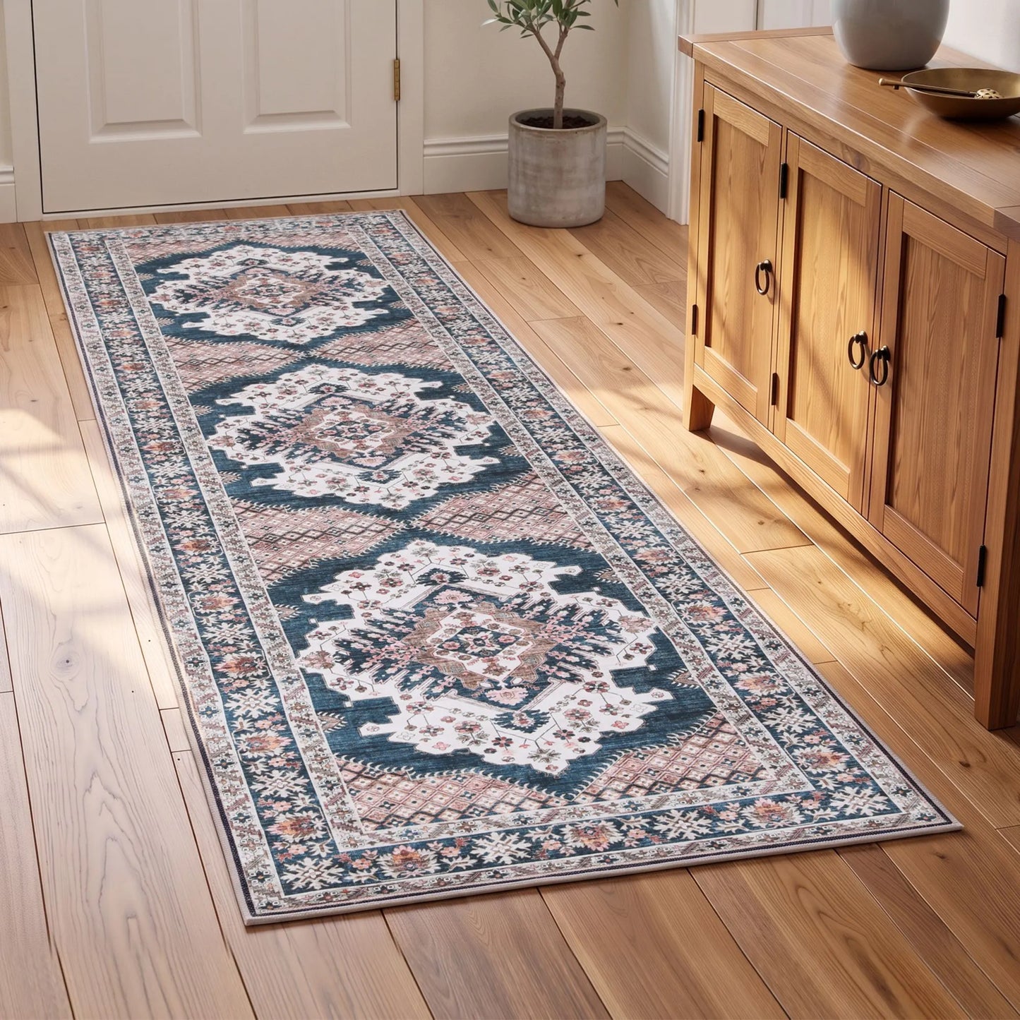 Artiss 80 x 300 cm Washable Runner Area Rug No Hard Glue Quilt-Like Soft for Home Decor, 0.5cm Ultra-Thin Pet Friendly Bohemian Medallion Bedroom Carpet