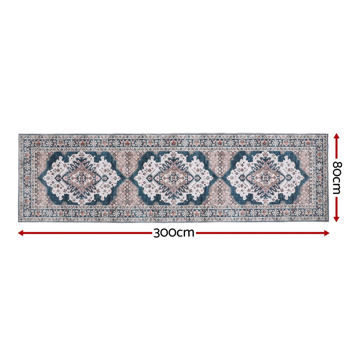 Artiss 80 x 300 cm Washable Runner Area Rug No Hard Glue Quilt-Like Soft for Home Decor, 0.5cm Ultra-Thin Pet Friendly Bohemian Medallion Bedroom Carpet - Image 2