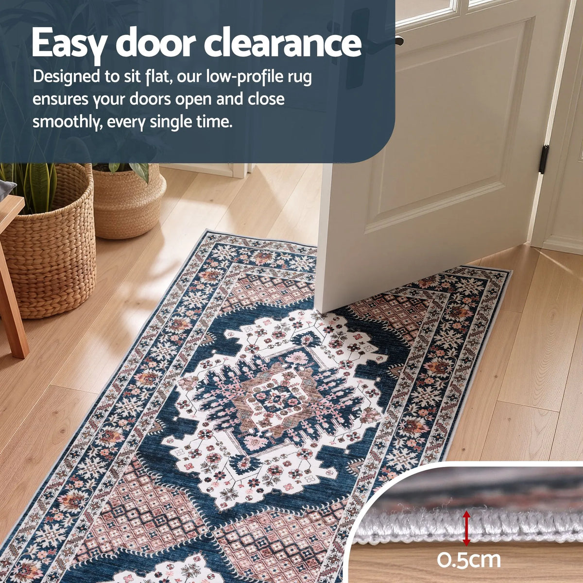 Artiss 80 x 300 cm Washable Runner Area Rug No Hard Glue Quilt-Like Soft for Home Decor, 0.5cm Ultra-Thin Pet Friendly Bohemian Medallion Bedroom Carpet - Image 6