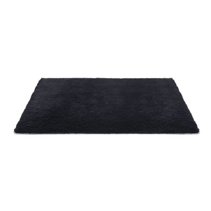 Artiss Floor Rug 140x200cm Plush Area Shaggy Rug Living Room Bedroom Carpet Black - Image 3