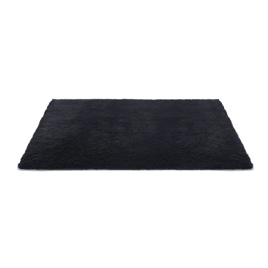 Artiss Floor Rug 140x200cm Plush Area Shaggy Rug Living Room Bedroom Carpet Black - Image 3