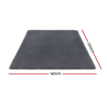 Artiss Floor Rug 140x200cm Plush Area Shaggy Rug Living Room Bedroom Carpet Grey - Image 2