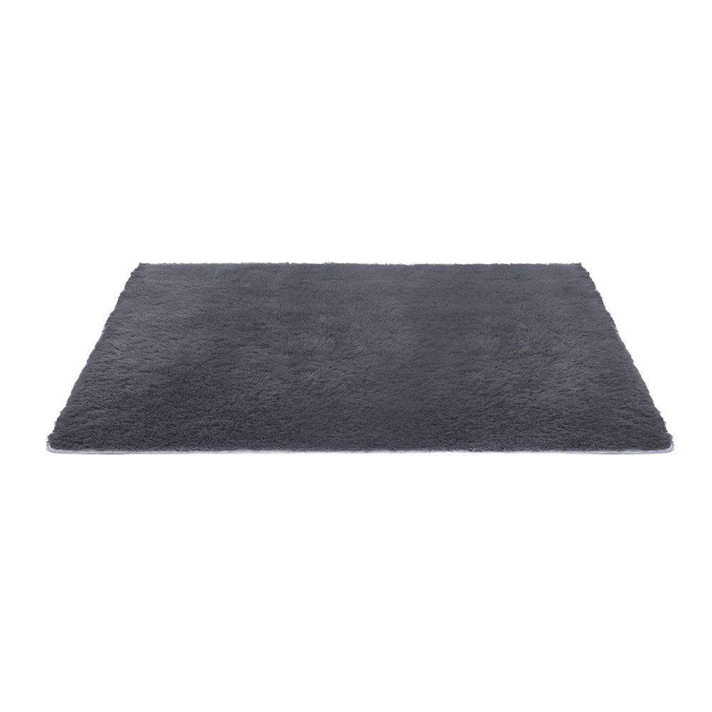 Artiss Floor Rug 140x200cm Plush Area Shaggy Rug Living Room Bedroom Carpet Grey - Image 3