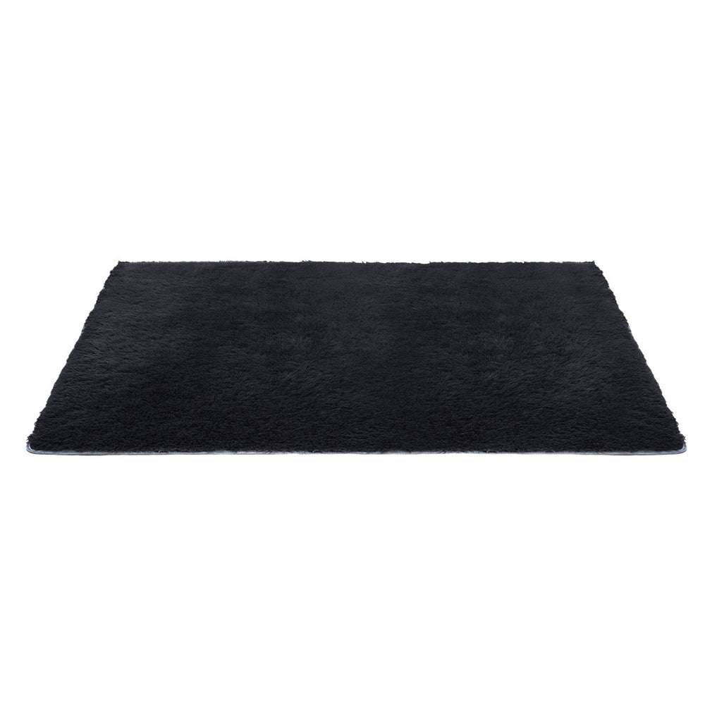 Artiss Floor Rug 160x230cm Plush Area Shaggy Rug Living Room Bedroom Carpet Black - Image 3