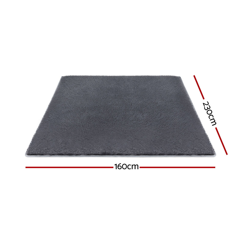 Artiss Floor Rug 160x230cm Plush Area Shaggy Rug Living Room Bedroom Carpet Grey - Image 2