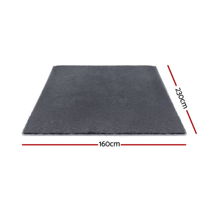 Artiss Floor Rug 160x230cm Plush Area Shaggy Rug Living Room Bedroom Carpet Grey - Image 2