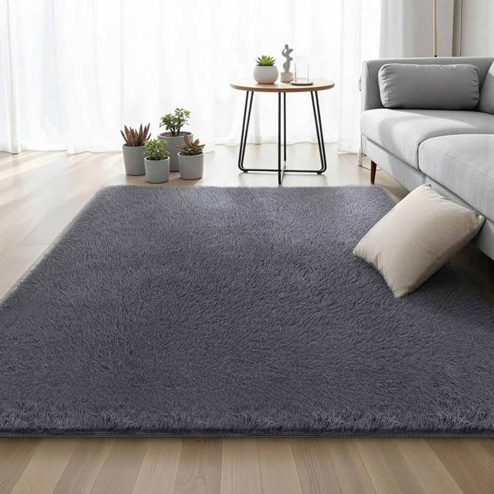 Artiss Floor Rug 160x230cm Plush Area Shaggy Rug Living Room Bedroom Carpet Grey - Image 7