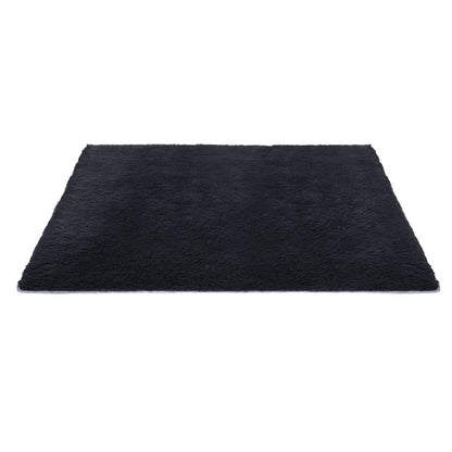 Artiss Floor Rug 200x230cm Plush Area Shaggy Rug Living Room Bedroom Carpet Black - Image 3