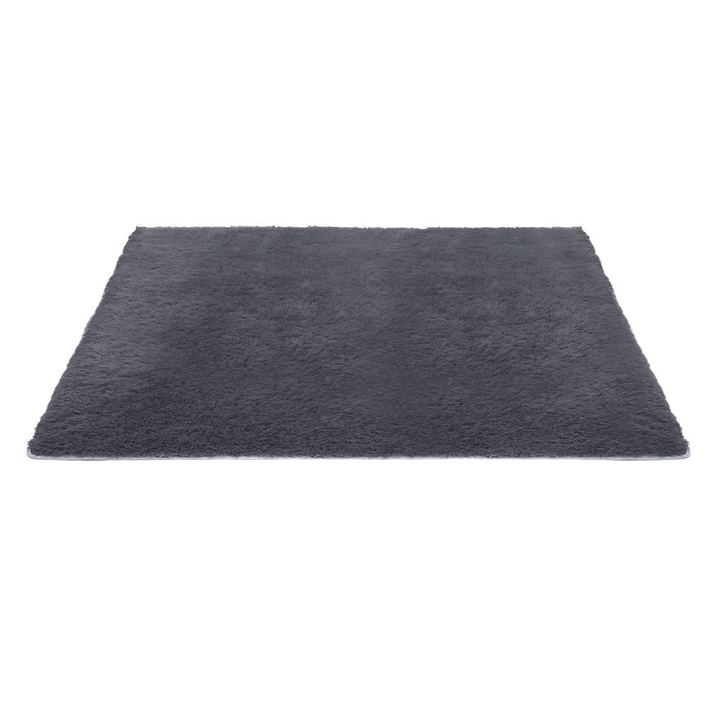 Artiss Floor Rug 200x230cm Plush Area Shaggy Rug Living Room Bedroom Carpet Grey - Image 3