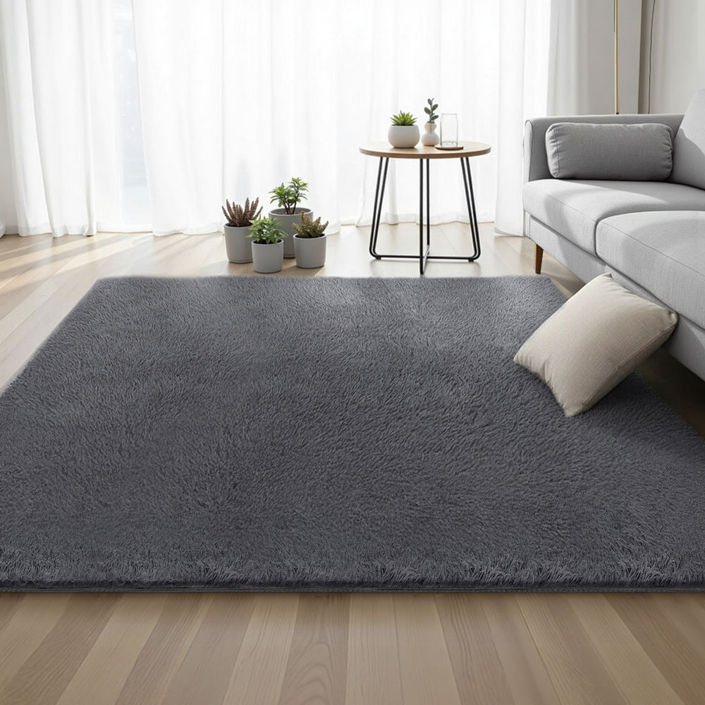 Artiss Floor Rug 200x230cm Plush Area Shaggy Rug Living Room Bedroom Carpet Grey - Image 7