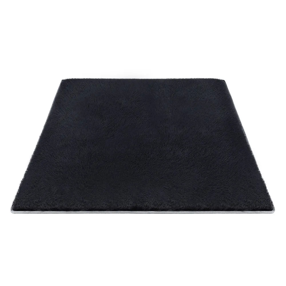Artiss Floor Rug 200x290cm Plush Area Shaggy Rug Living Room Bedroom Carpet Black