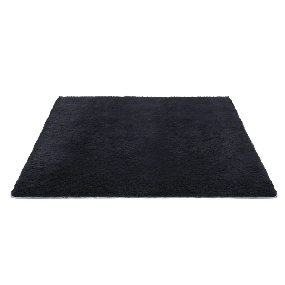 Artiss Floor Rug 200x290cm Plush Area Shaggy Rug Living Room Bedroom Carpet Black - Image 3