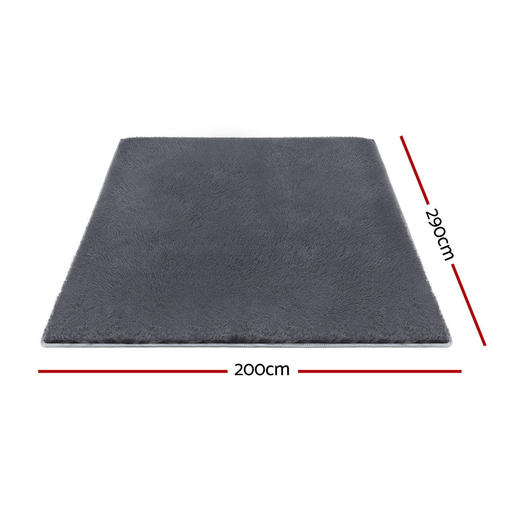 Artiss Floor Rug 200x290cm Plush Area Shaggy Rug Living Room Bedroom Carpet Grey - Image 2
