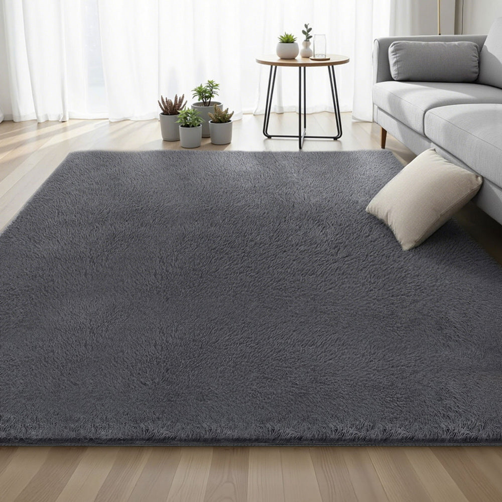 Artiss Floor Rug 200x290cm Plush Area Shaggy Rug Living Room Bedroom Carpet Grey - Image 7