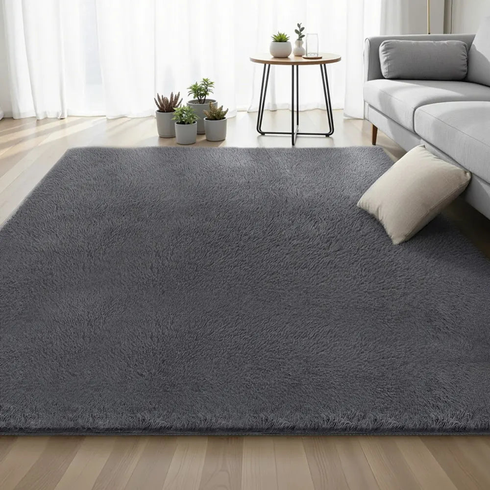 Artiss Floor Rug 200x290cm Plush Area Shaggy Rug Living Room Bedroom Carpet Grey - Image 7