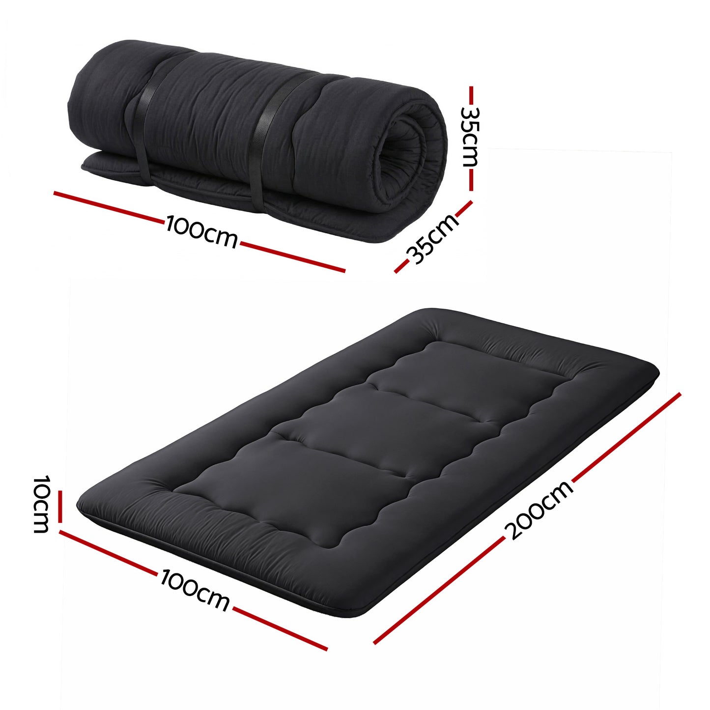 Giselle Bedding 10cm Japanese Floor Mattress Foldable Futon Mattress Washable Cover Straps - Image 3
