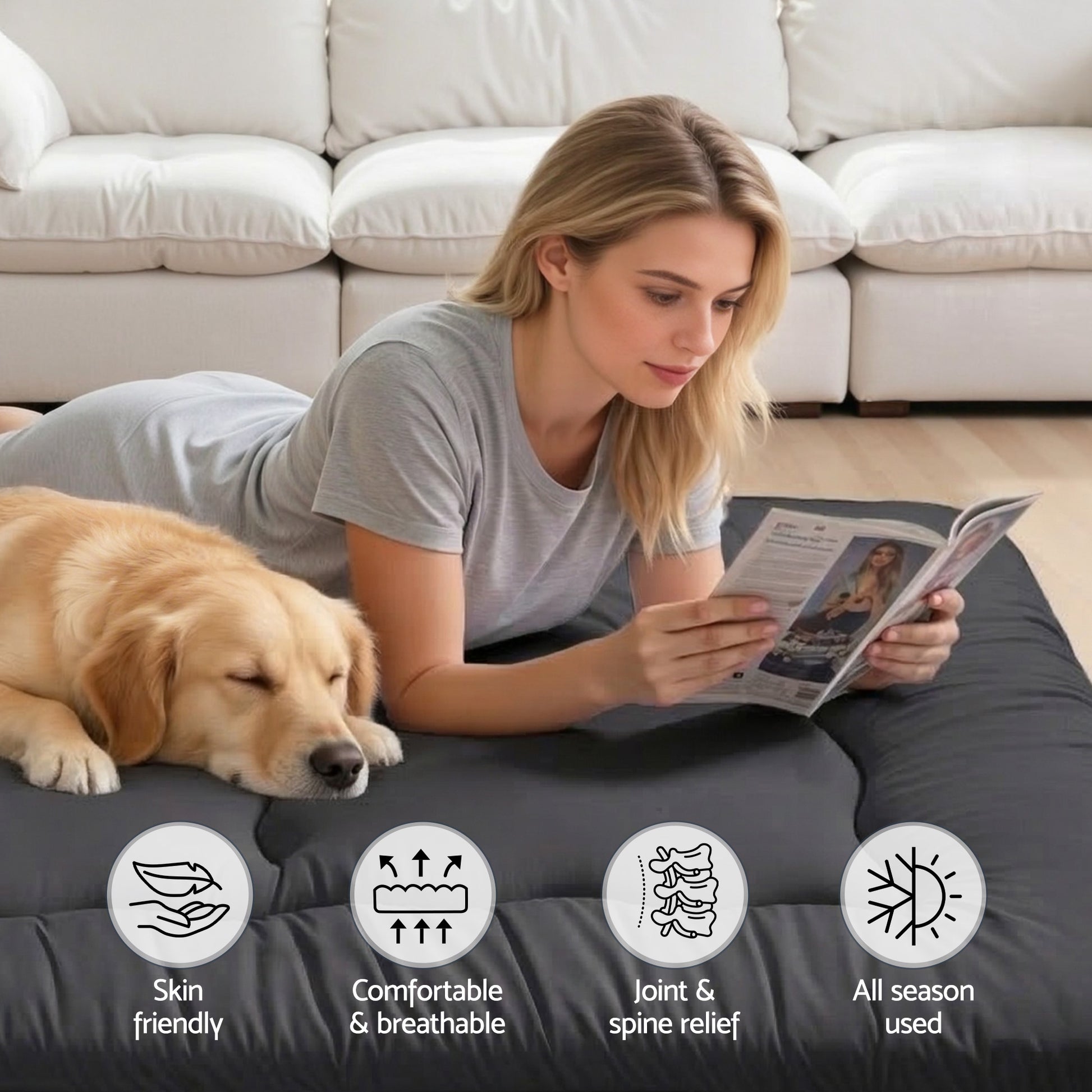 Giselle Bedding 10cm Japanese Floor Mattress Foldable Futon Mattress Washable Cover Straps - Image 8