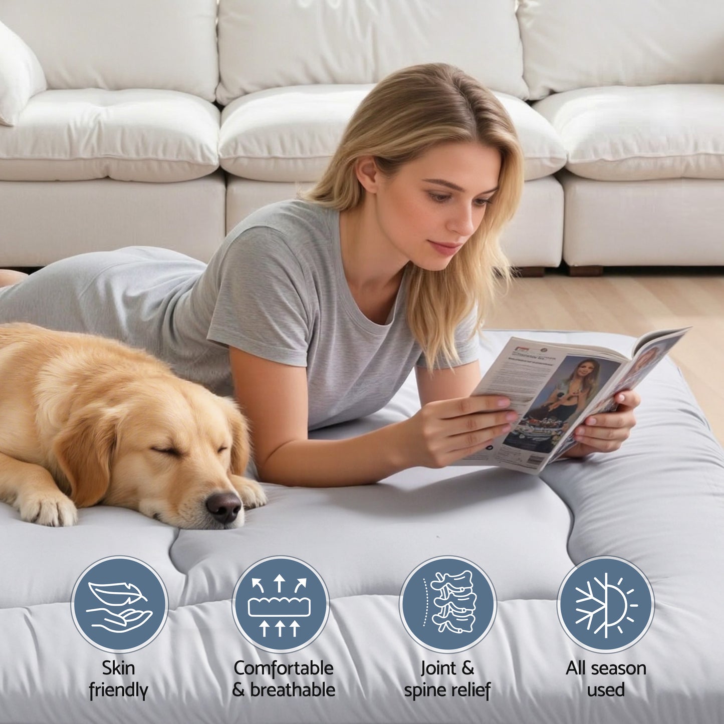 Giselle Bedding 10cm Japanese Floor Mattress Foldable Futon Mattress Washable Cover Straps - Image 8