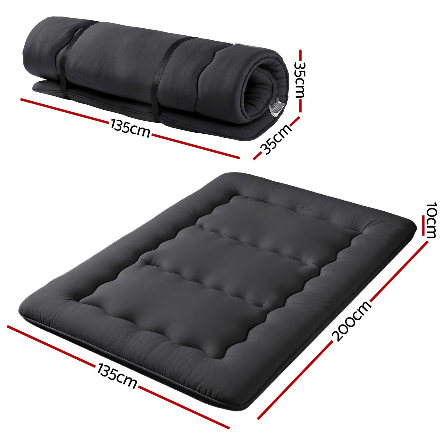 Giselle Bedding 10cm Japanese Floor Mattress Foldable Futon Mattress Washable Cover Straps - Image 3