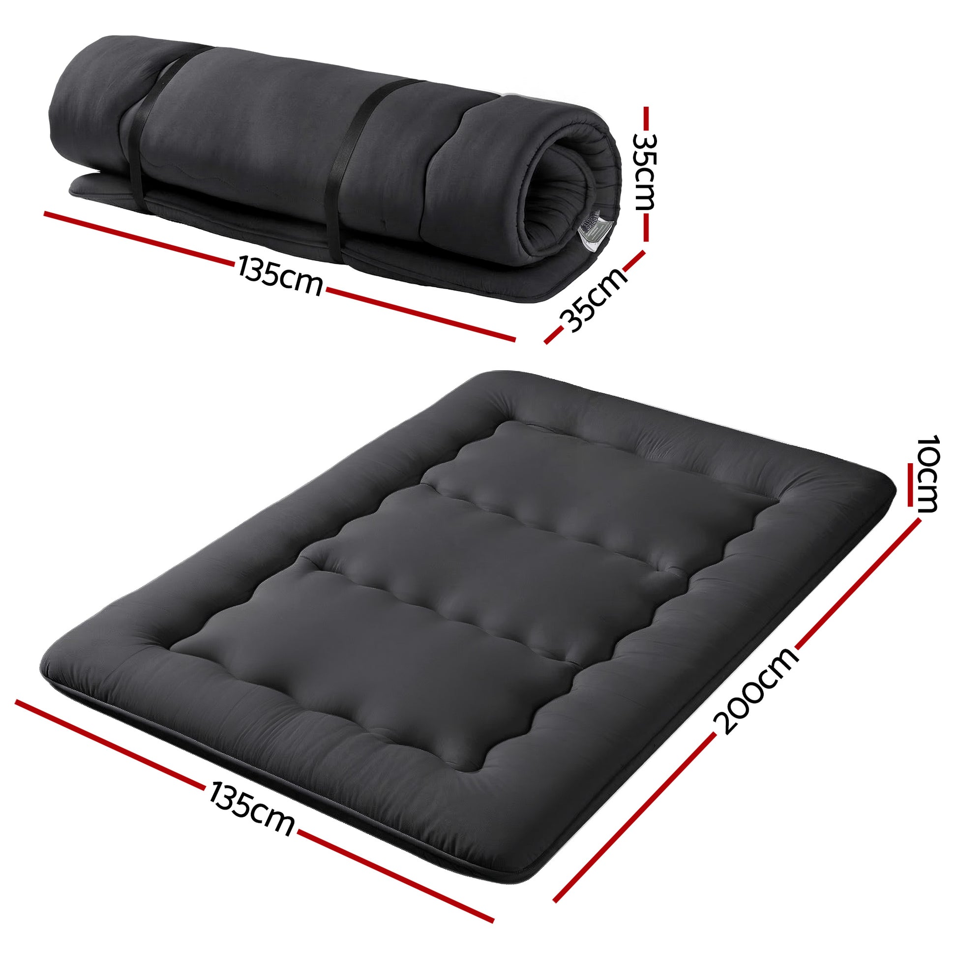 Giselle Bedding 10cm Japanese Floor Mattress Foldable Futon Mattress Washable Cover Straps - Image 3
