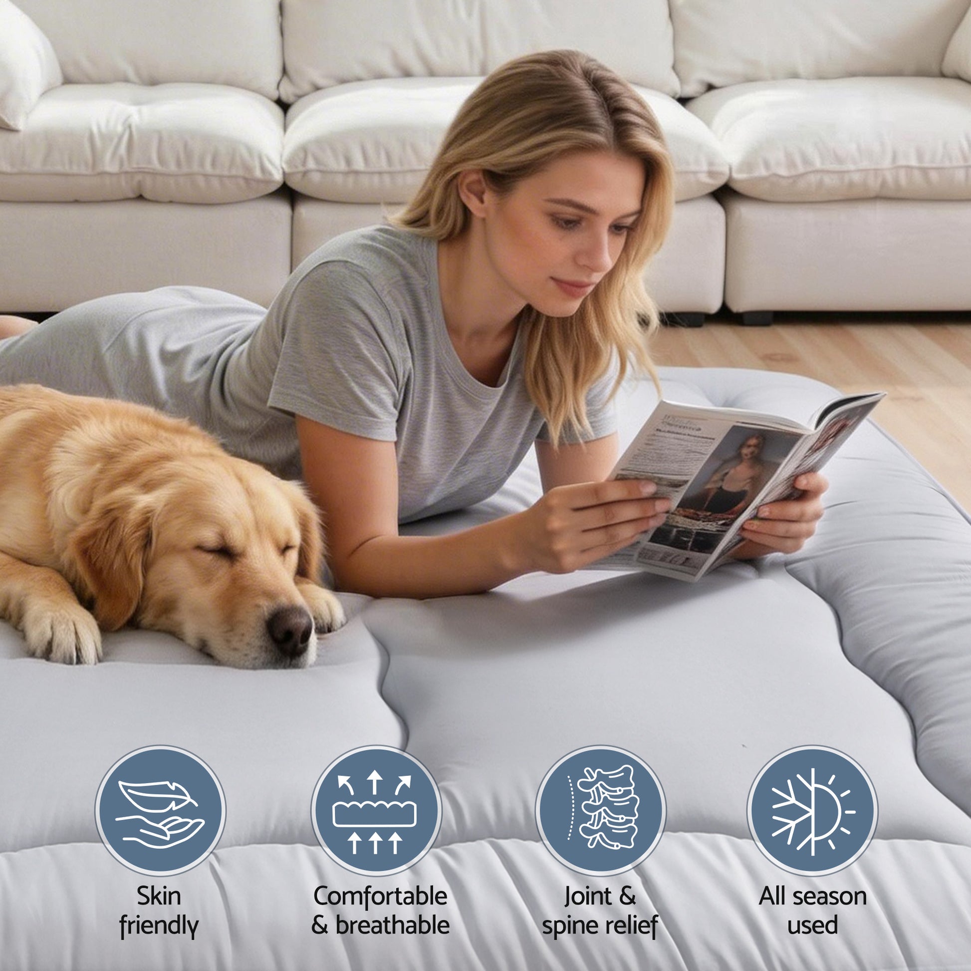 Giselle Bedding 10cm Japanese Floor Mattress Foldable Futon Mattress Washable Cover Straps - Image 8