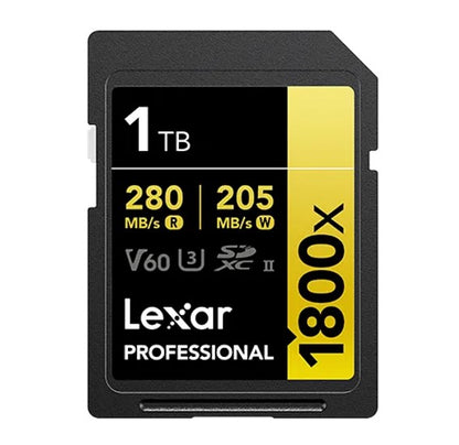 Lexar Professional 1800x 1TB SDXC™ UHS-II Card GOLD Series 1TB—C10,  UHS-II(U3), V60, 1800x, up t...