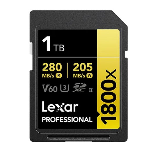 Lexar Professional 1800x 1TB SDXC™ UHS-II Card GOLD Series 1TB—C10,  UHS-II(U3), V60, 1800x, up t...