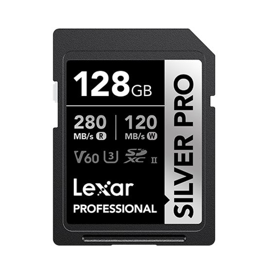 Lexar Professional SILVER PRO 128GB SDXC™ UHS-II Card 128GB—C10,  UHS-II(U3), V60,  Silver Pro, u...