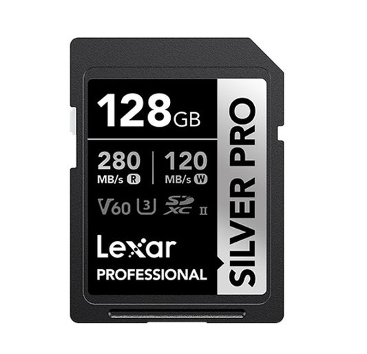 Lexar Professional SILVER PRO 128GB SDXC™ UHS-II Card 128GB—C10,  UHS-II(U3), V60,  Silver Pro, u...