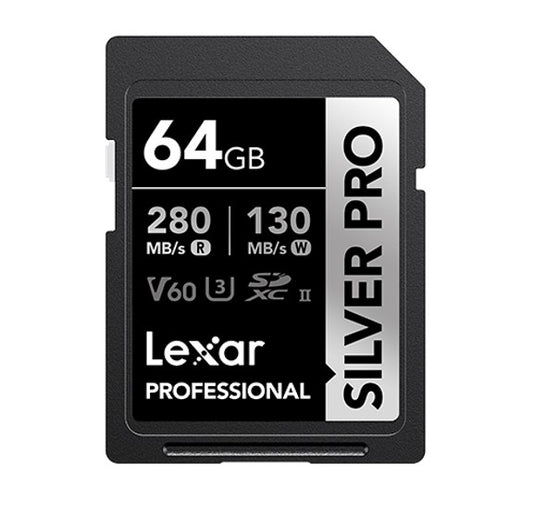 Lexar Professional SILVER PRO 64GB SDXC™ UHS-II Card 64GB—C10, UHS-II(U3), V60, Silver Pro, up to...