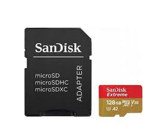 SanDisk Extreme microSDXC, SQXAA 128GB, V30, U3, C10, A2, UHS-I, 190MB/s R, 90MB/s W, 4x6, SD ada...