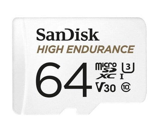 SanDisk High Endurance 64GB microSD 100MB/s 40MB/s 5K hrs 4K UHD C10 U3 V30 -40°C to 85°C Heat Fr...