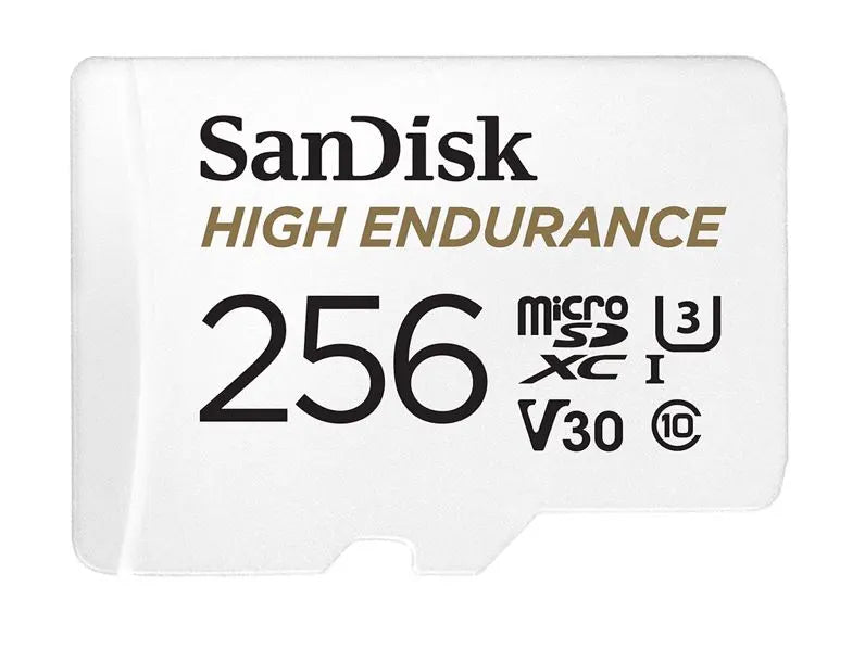 SanDisk High Endurance 256GB microSD 100MB/s 40MB/s 20K hrs 4K UHD C10 U3 V30 -40°C to 85°C Heat...