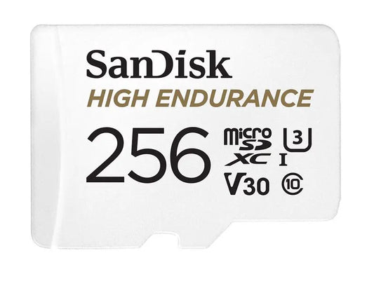SanDisk High Endurance 256GB microSD 100MB/s 40MB/s 20K hrs 4K UHD C10 U3 V30 -40°C to 85°C Heat...