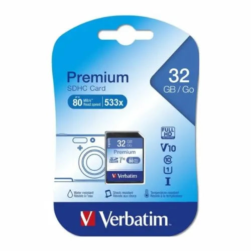 Verbatim SDHC 32GB (Class 10) Up to 45MB/Sec 300X read speed - Flash Memory